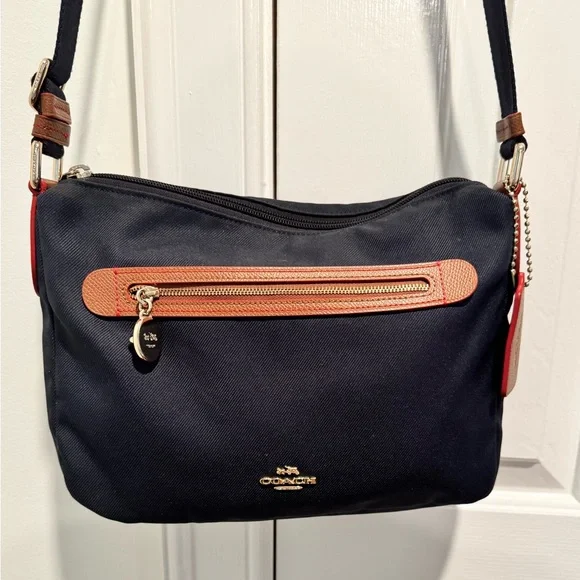 Coach Dark Blue Crossbody Bag with Tan Details - Picture 3 of 10